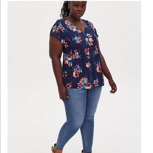 *TORRID* navy floral fit and flare blouse